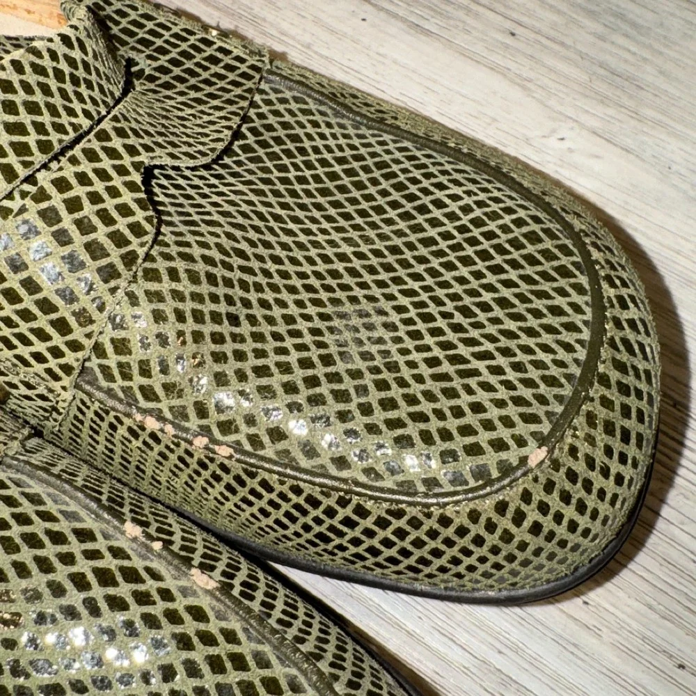 Alegria Taylor‎ Pro Olive Gloss Snake Penny Loafers Women's EU 42